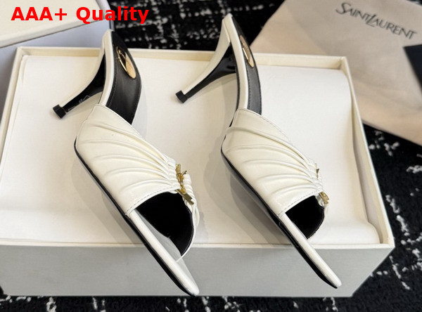 Saint Laurent Babylone Mules in White Smooth Leather Replica