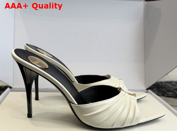 Saint Laurent Babylone Mules in White Smooth Leather Replica