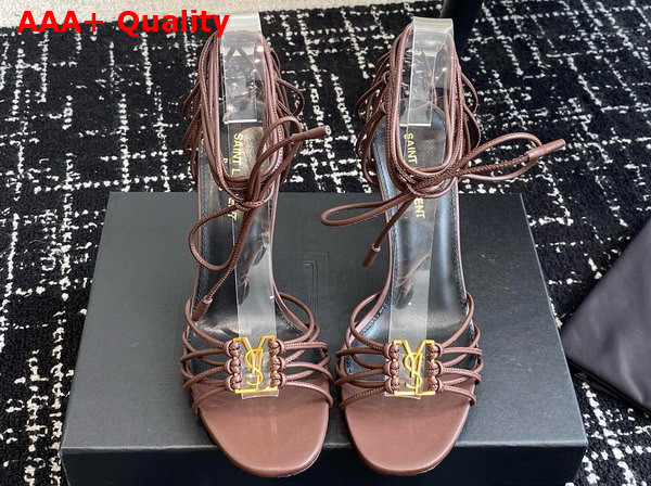 Saint Laurent Babylone Sandals in Cigare Smooth Leather Replica