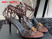 Saint Laurent Babylone Sandals in Cigare Smooth Leather Replica