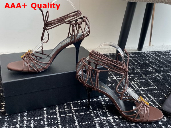 Saint Laurent Babylone Sandals in Cigare Smooth Leather Replica