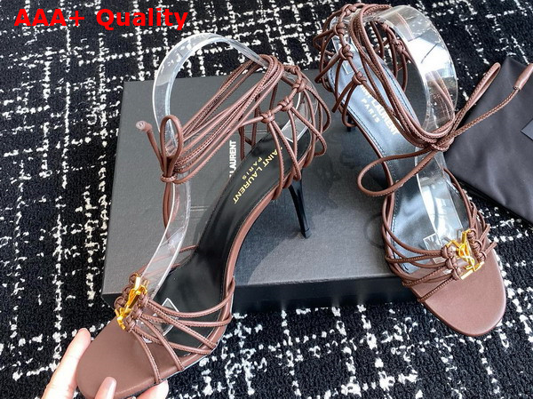 Saint Laurent Babylone Sandals in Cigare Smooth Leather Replica