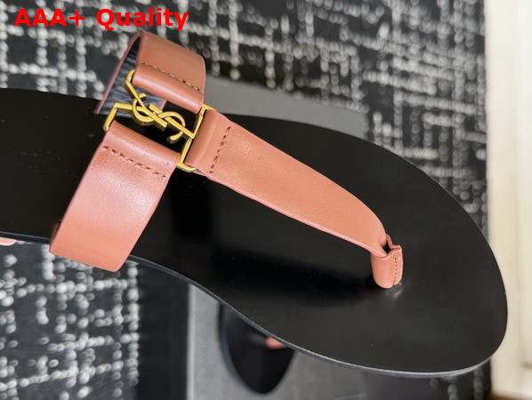 Saint Laurent Babylone Slides in Amber Smooth Leather Replica