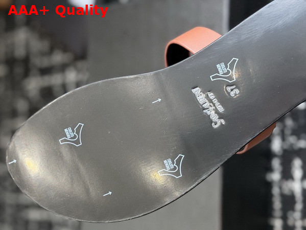Saint Laurent Babylone Slides in Amber Smooth Leather Replica