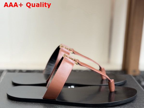 Saint Laurent Babylone Slides in Amber Smooth Leather Replica