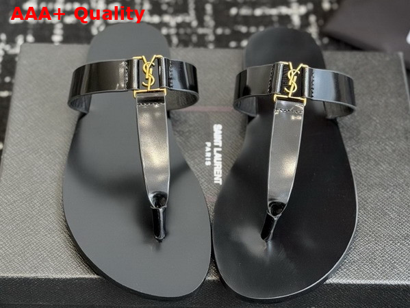 Saint Laurent Babylone Slides in Black Patent Leather Replica