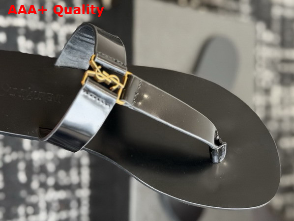 Saint Laurent Babylone Slides in Black Patent Leather Replica