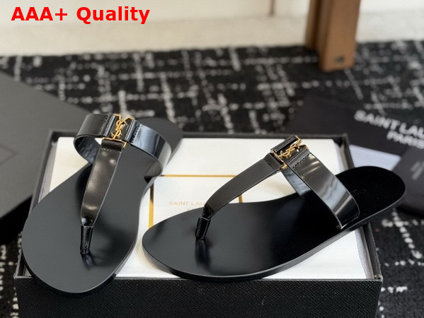 Saint Laurent Babylone Slides in Black Patent Leather Replica