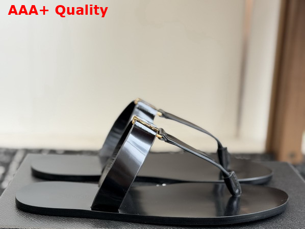 Saint Laurent Babylone Slides in Black Patent Leather Replica