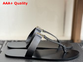 Saint Laurent Babylone Slides in Black Smooth Leather Replica
