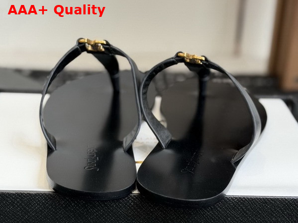 Saint Laurent Babylone Slides in Black Smooth Leather Replica