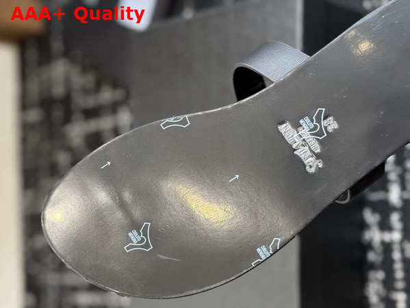 Saint Laurent Babylone Slides in Black Smooth Leather Replica