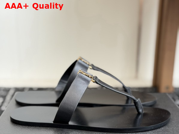 Saint Laurent Babylone Slides in Black Smooth Leather Replica