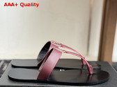 Saint Laurent Babylone Slides in Burgundy Smooth Leather Replica