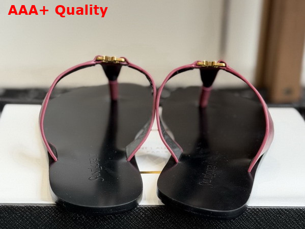 Saint Laurent Babylone Slides in Burgundy Smooth Leather Replica