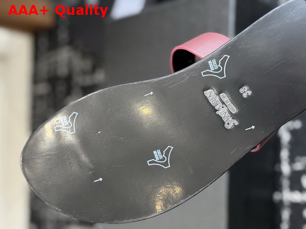 Saint Laurent Babylone Slides in Burgundy Smooth Leather Replica