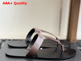 Saint Laurent Babylone Slides in Dark Brown Smooth Leather Replica