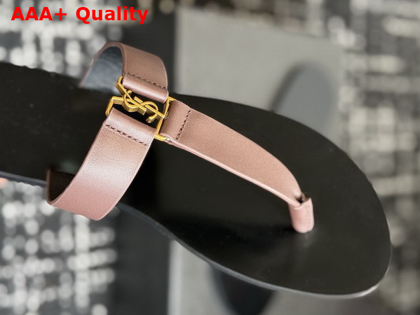 Saint Laurent Babylone Slides in Dark Brown Smooth Leather Replica