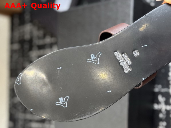 Saint Laurent Babylone Slides in Dark Brown Smooth Leather Replica