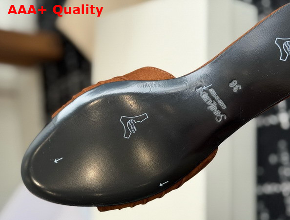 Saint Laurent Babylone Slides in Dark Havana Suede Replica