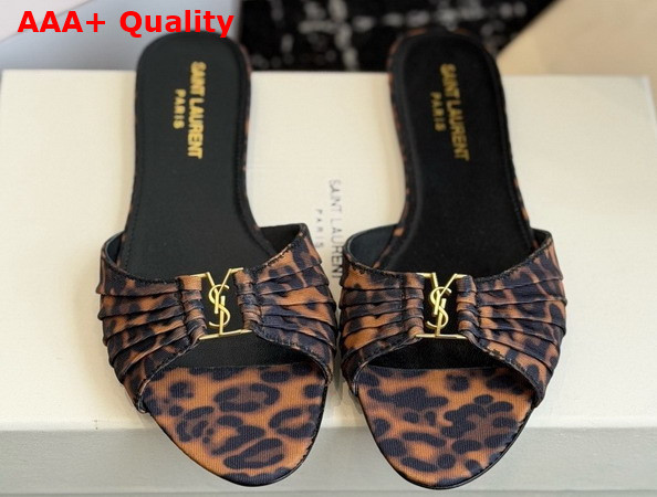 Saint Laurent Babylone Slides in Leopard Grosgrain Replica