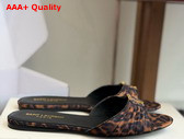 Saint Laurent Babylone Slides in Leopard Grosgrain Replica