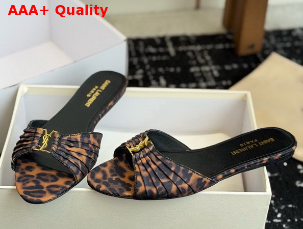Saint Laurent Babylone Slides in Leopard Grosgrain Replica