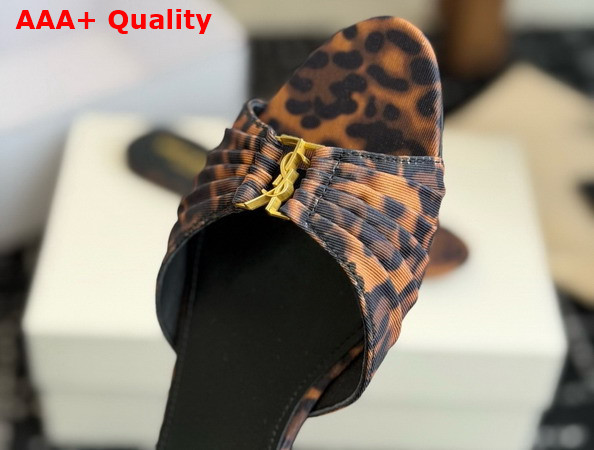 Saint Laurent Babylone Slides in Leopard Grosgrain Replica