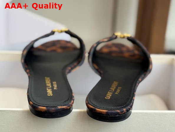 Saint Laurent Babylone Slides in Leopard Grosgrain Replica