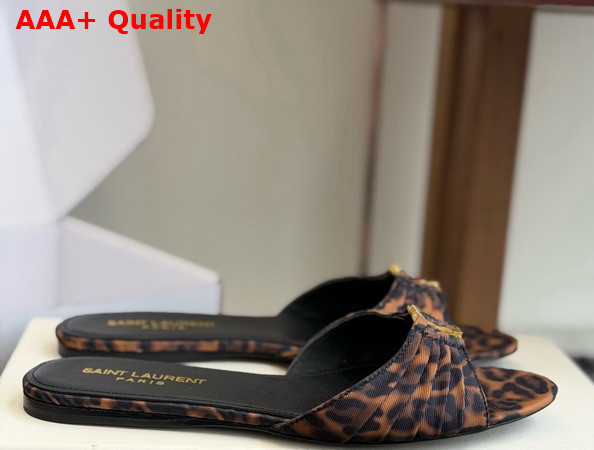 Saint Laurent Babylone Slides in Leopard Grosgrain Replica
