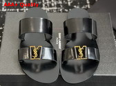 Saint Laurent Babylone Slides in Patent Leather Black Replica