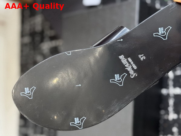 Saint Laurent Babylone Slides in Patent Leather Black Replica