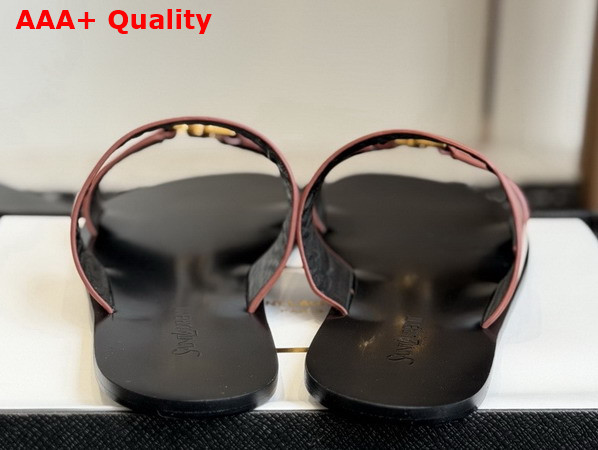 Saint Laurent Babylone Slides in Smooth Leather Amber Replica