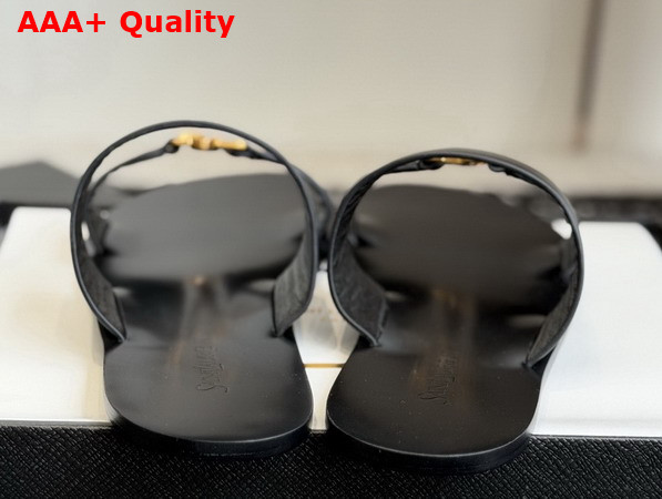 Saint Laurent Babylone Slides in Smooth Leather Black Replica