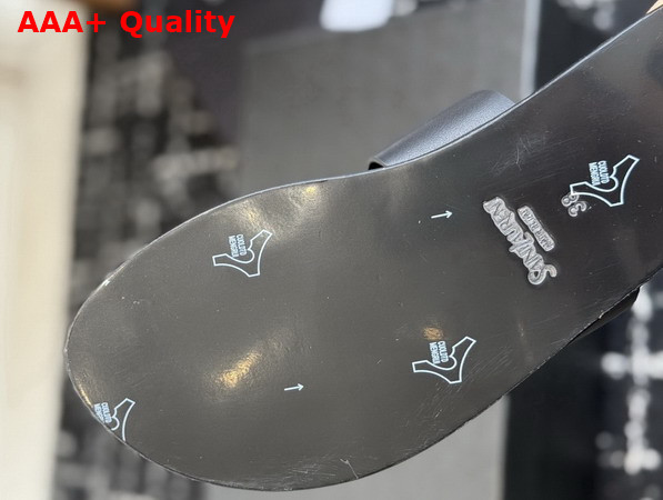 Saint Laurent Babylone Slides in Smooth Leather Black Replica