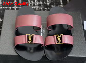 Saint Laurent Babylone Slides in Smooth Leather Burgundy Replica