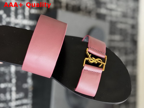 Saint Laurent Babylone Slides in Smooth Leather Burgundy Replica