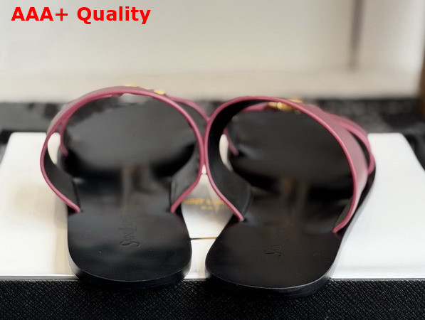 Saint Laurent Babylone Slides in Smooth Leather Burgundy Replica