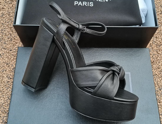 Saint Laurent Bianca Sandals in Smooth Leather Black Replica