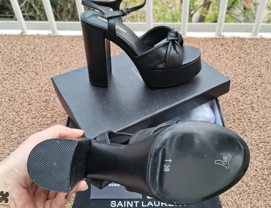Saint Laurent Bianca Sandals in Smooth Leather Black Replica