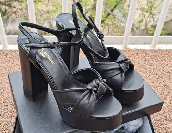 Saint Laurent Bianca Sandals in Smooth Leather Black Replica