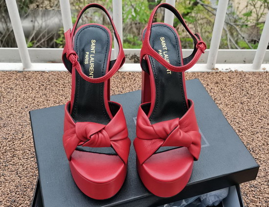 Saint Laurent Bianca Sandals in Smooth Leather Red Replica