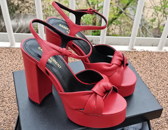 Saint Laurent Bianca Sandals in Smooth Leather Red Replica