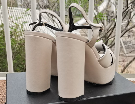 Saint Laurent Bianca Sandals in Smooth Leather White Replica