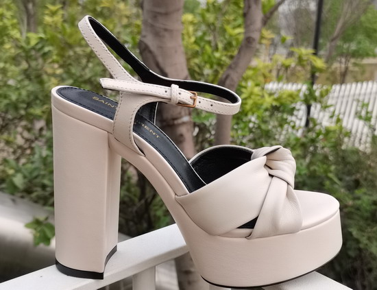 Saint Laurent Bianca Sandals in Smooth Leather White Replica