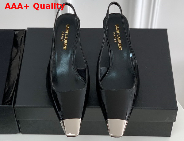 Saint Laurent Blade Slingback Pumps in Black Patent Leather Replica