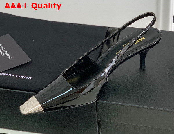 Saint Laurent Blade Slingback Pumps in Black Patent Leather Replica