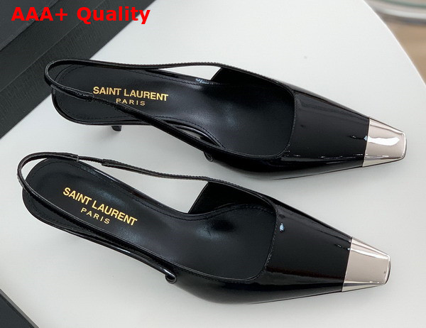 Saint Laurent Blade Slingback Pumps in Black Patent Leather Replica
