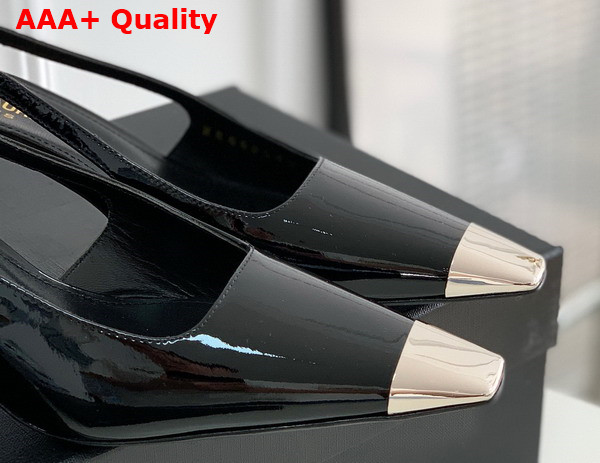 Saint Laurent Blade Slingback Pumps in Black Patent Leather Replica