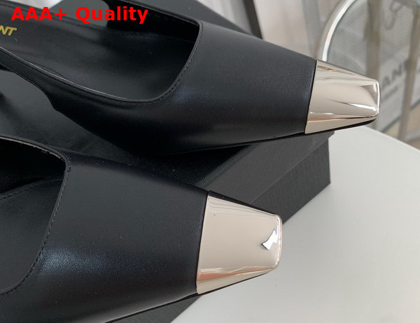 Saint Laurent Blade Slingback Pumps in Black Smooth Leather Replica